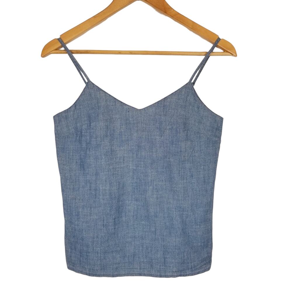 J. Crew Women's Chambray Blue Polyester Cotton Tank Top Size 00